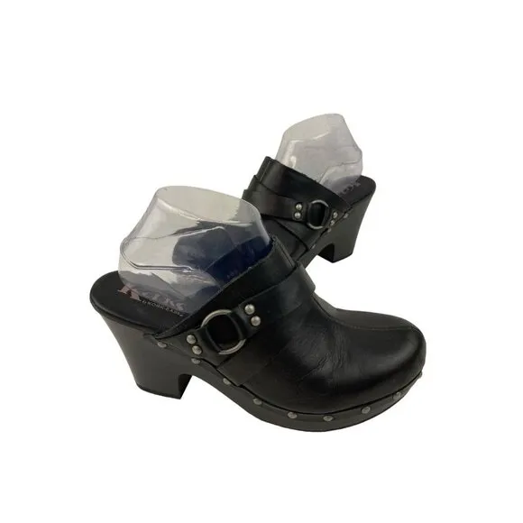 Korks by Kork-Ease Felicia Clogs Womens 9-40.5 Black Leather Chonky Boho Shoes
