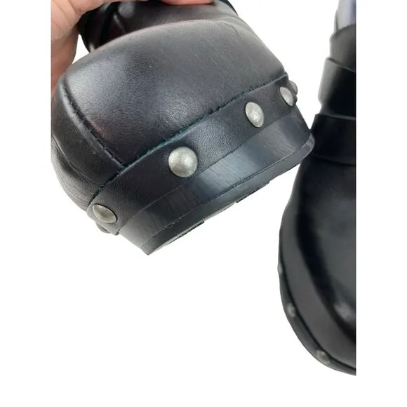 Korks by Kork-Ease Felicia Clogs Womens 9-40.5 Black Leather Chonky Boho Shoes