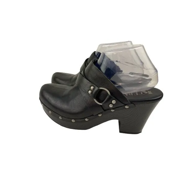 Korks by Kork-Ease Felicia Clogs Womens 9-40.5 Black Leather Chonky Boho Shoes