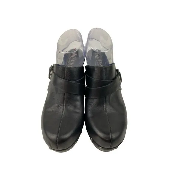 Korks by Kork-Ease Felicia Clogs Womens 9-40.5 Black Leather Chonky Boho Shoes