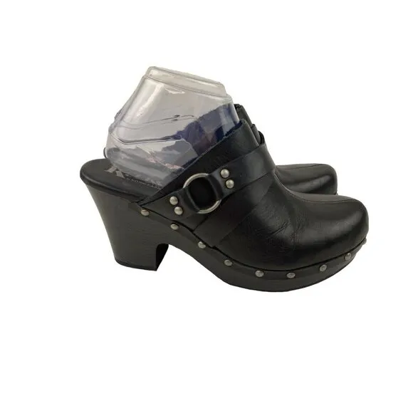Korks by Kork-Ease Felicia Clogs Womens 9-40.5 Black Leather Chonky Boho Shoes