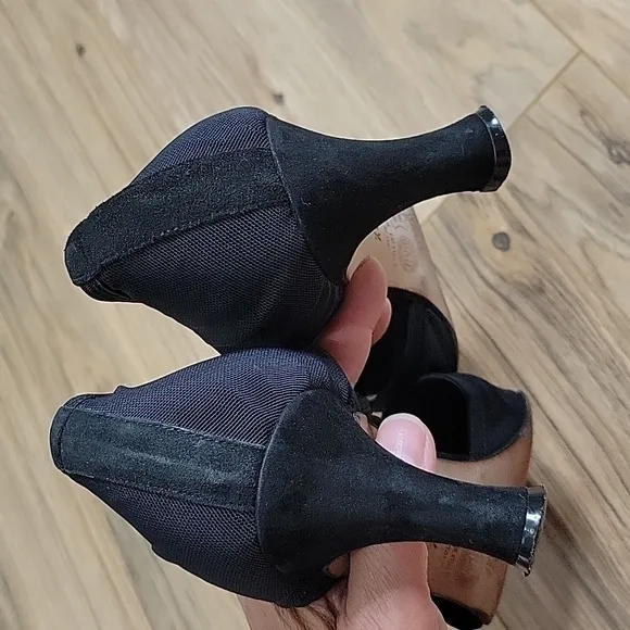 Kurt Geiger Black Mesh Closed Pointed Toe Heels