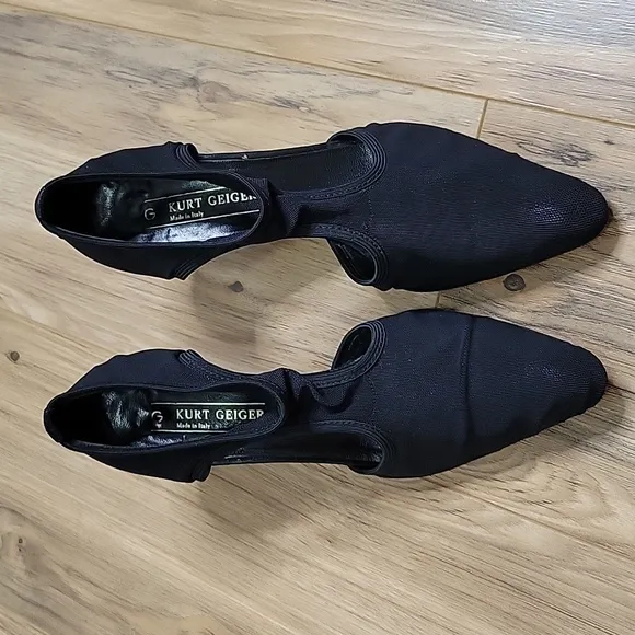 Kurt Geiger Black Mesh Closed Pointed Toe Heels