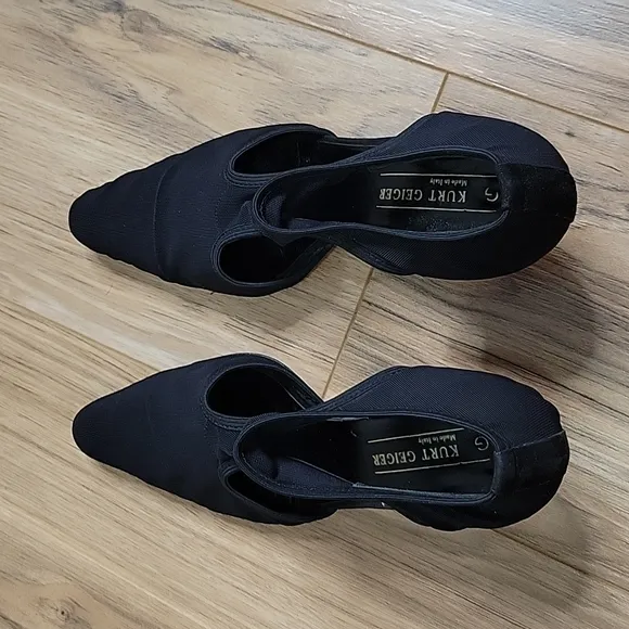 Kurt Geiger Black Mesh Closed Pointed Toe Heels
