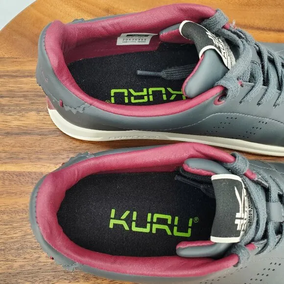 Kuru Roam Shoes Womens 6.5 M Gray Leather Lace Up Walking Classic Court Sneakers