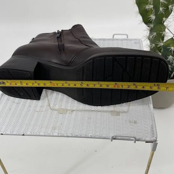 La Canadienne Luftpolster Leather Comfort Boots Side Zip Block Heel Brown 9