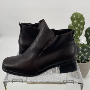 La Canadienne Luftpolster Leather Comfort Boots Side Zip Block Heel Brown 9
