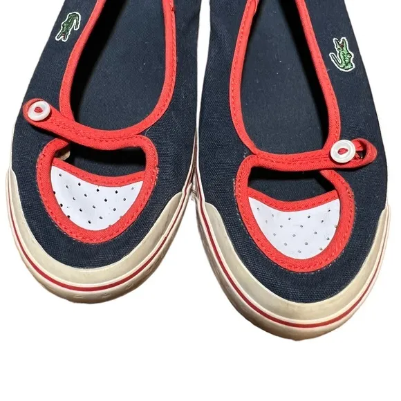 Lacoste Blue and Red Boat Shoes Size 9