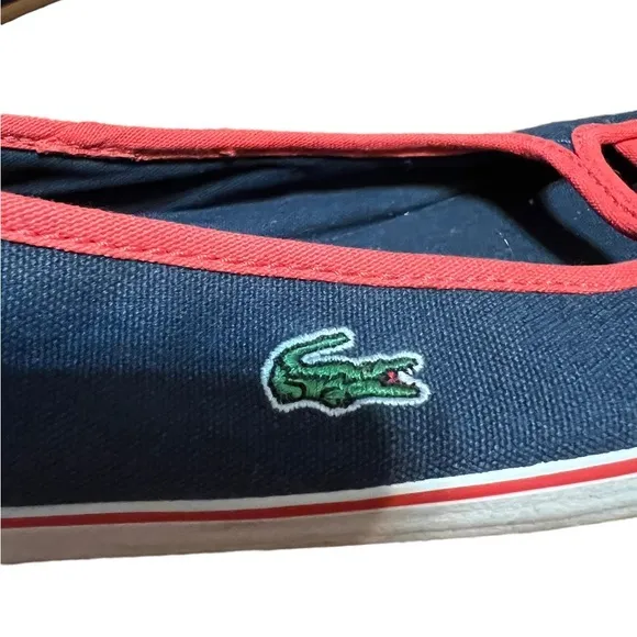 Lacoste Blue and Red Boat Shoes Size 9