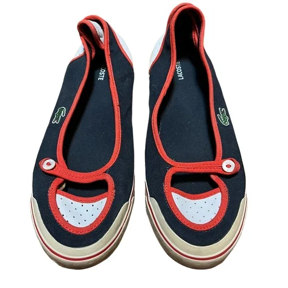 Lacoste Blue and Red Boat Shoes Size 9