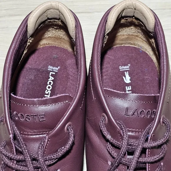 LACOSTE Espere Chukka Boots Leather Shoes Mens Size 11 Burgundy Lace Up