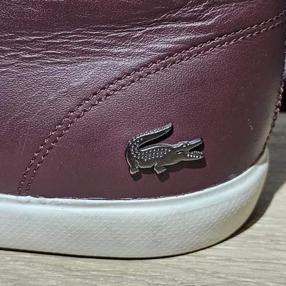 LACOSTE Espere Chukka Boots Leather Shoes Mens Size 11 Burgundy Lace Up