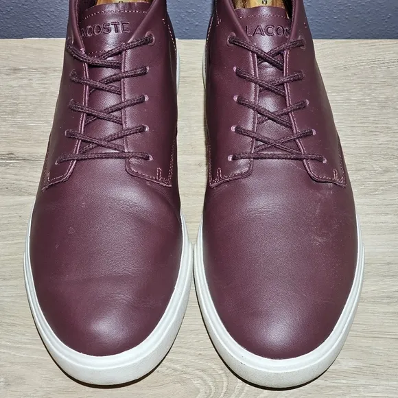LACOSTE Espere Chukka Boots Leather Shoes Mens Size 11 Burgundy Lace Up