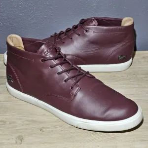 LACOSTE Espere Chukka Boots Leather Shoes Mens Size 11 Burgundy Lace Up