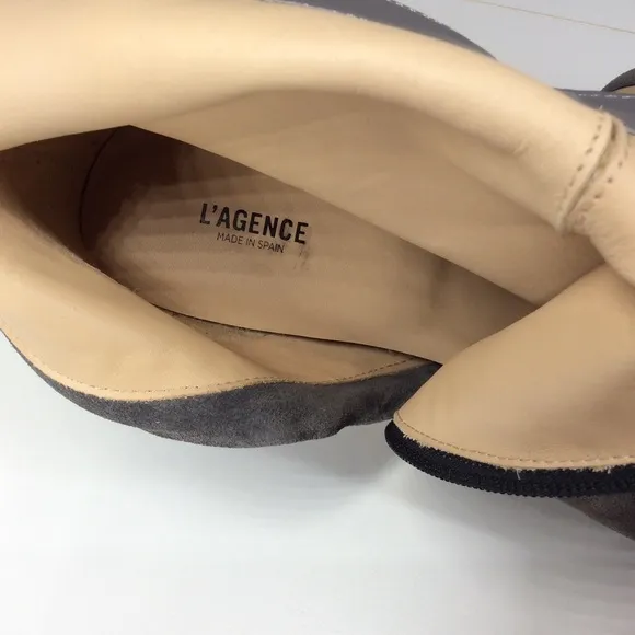 L'Agence Angelique Suede Bootie in charcoal