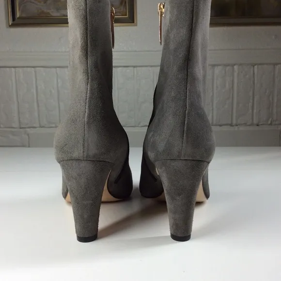 L'Agence Angelique Suede Bootie in charcoal