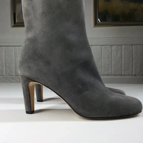 L'Agence Angelique Suede Bootie in charcoal