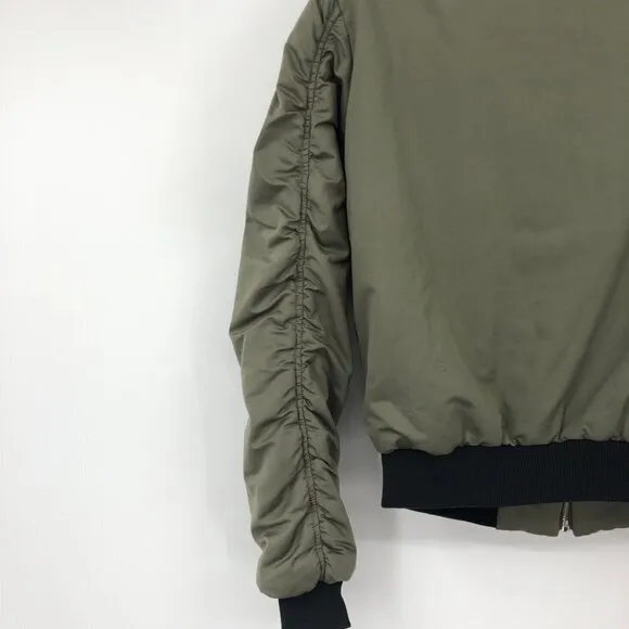 L'AGENCE Ilaria Army Green Puffer Bomber Jacket Size XS