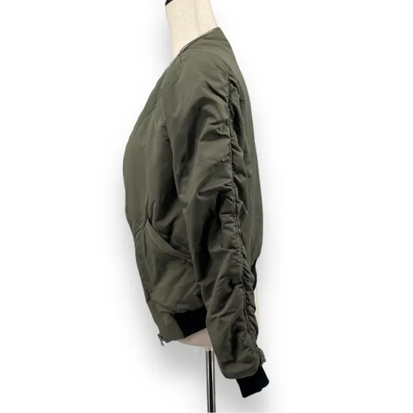 L'AGENCE Ilaria Army Green Puffer Bomber Jacket Size XS
