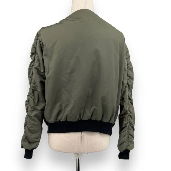 L'AGENCE Ilaria Army Green Puffer Bomber Jacket Size XS
