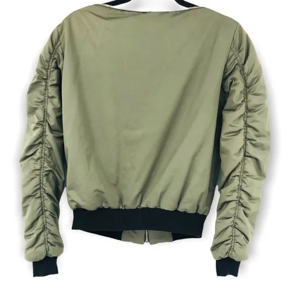 L'AGENCE Ilaria Army Green Puffer Bomber Jacket Size XS