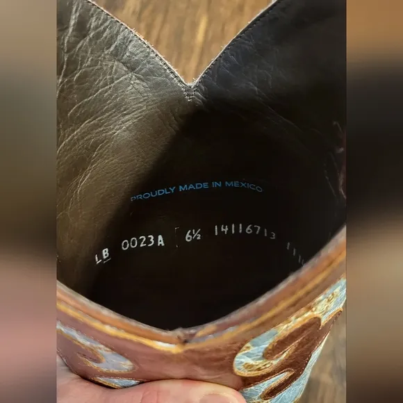 Lane Dawson Turquoise Western Boots Size 6.5