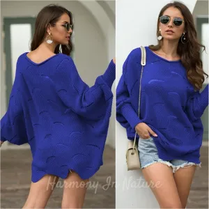 Lantern Glow Knit Top - Royal Blue