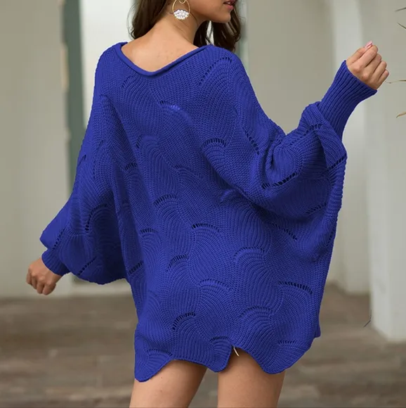 Lantern Glow Knit Top - Royal Blue