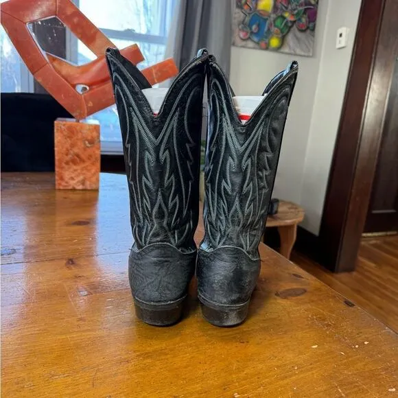 Laredo Black Leather Cowboy Boots Sz 12 EE