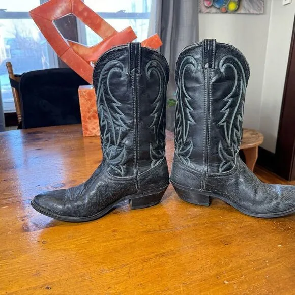 Laredo Black Leather Cowboy Boots Sz 12 EE