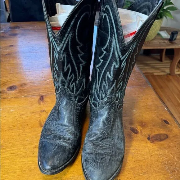 Laredo Black Leather Cowboy Boots Sz 12 EE
