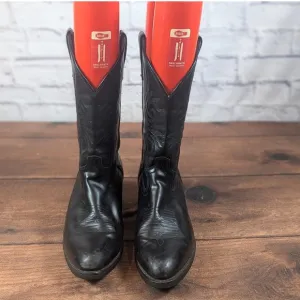 Laredo Western Cowboy Boots Black Leather Embroidered Detail Mens 11D