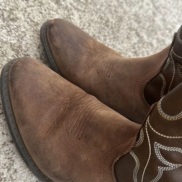 Laredo Women’s Kadi Tan Distressed Cowboy Boots 7.5
