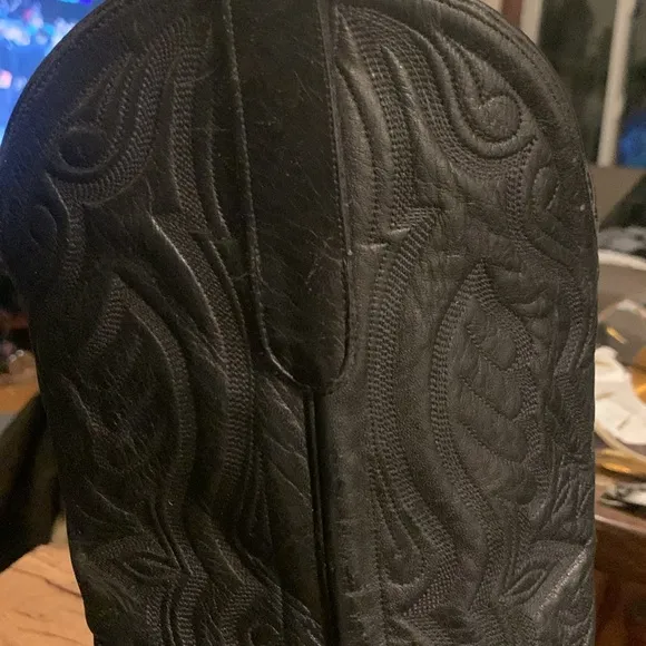 LARRY MAHAN COLLECTABLE BLACK LEATHER GORGEOUS STITCHED AND TOOLED COWBO…
