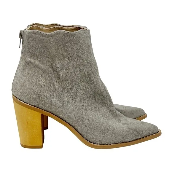 LASCANA Grey Ankle Wavy Edge Booties