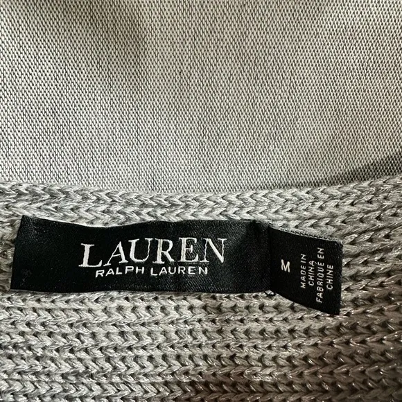 Lauren Ralph Lauren Black Label Metallic Silver Boatneck Dolman Sleeve Sweater M