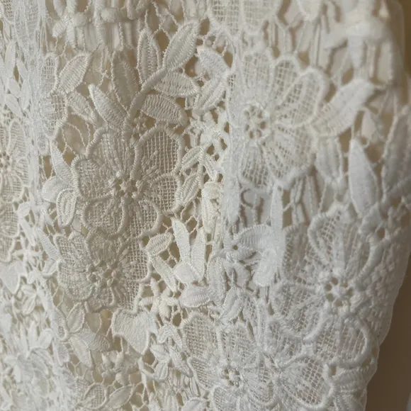 Lauren Ralph Lauren White Lace Sheath Dress Cap Sleeve Knee Length 10 - T$