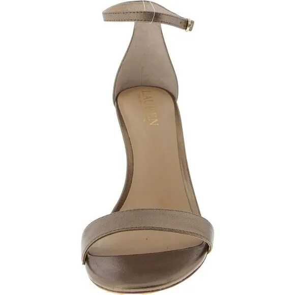 Lauren Ralph Lauren Womens Allie Gold Velvet Open Toe Ankle Strap Shoes New