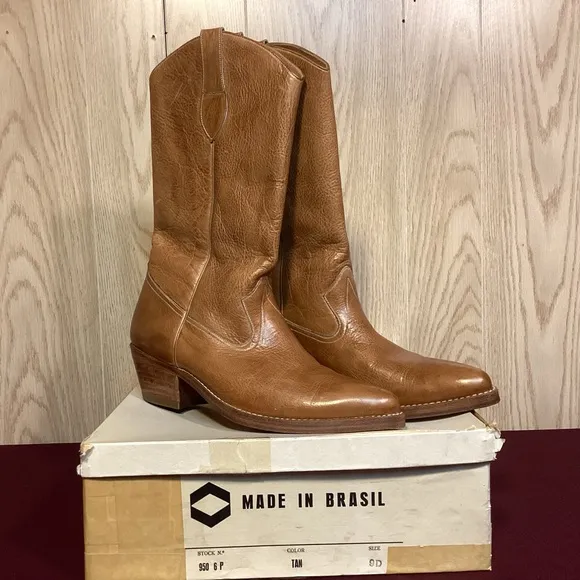 Leather Western Boots in box Men’s size 9 made in Brazil by Paragon