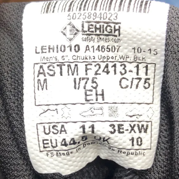 Lehigh Composite Toe Waterproof 6&quot; Work Boots 11 EEE Wide