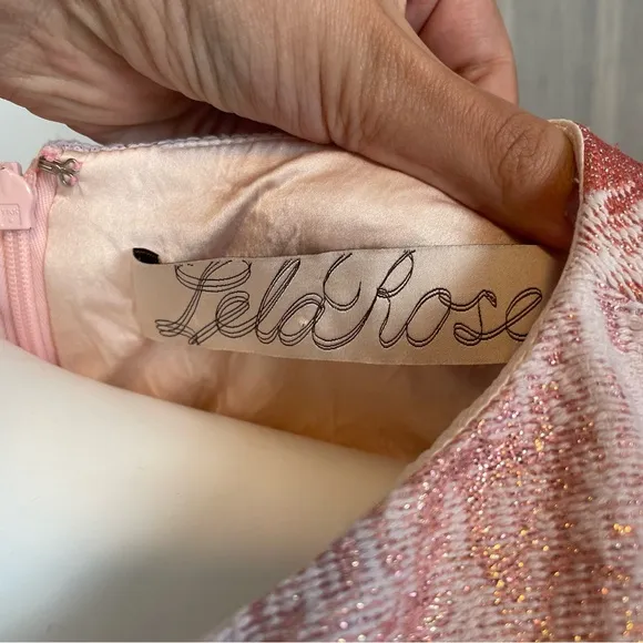 Lela Rose Baby Pink Boat Neck A-line Dress Silk Lined Size 8