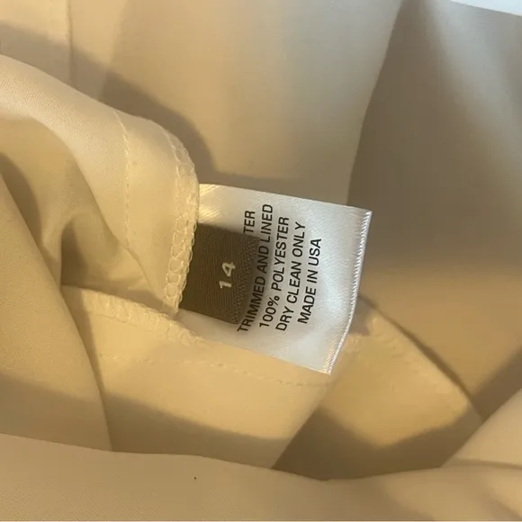 LELA ROSE Organza Striped Boat Neck Full Skirt Dress Pockets Size 14 White READ