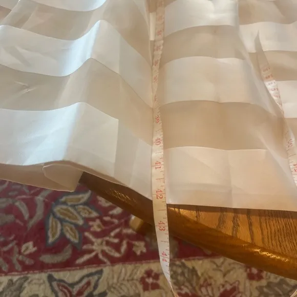 LELA ROSE Organza Striped Boat Neck Full Skirt Dress Pockets Size 14 White READ