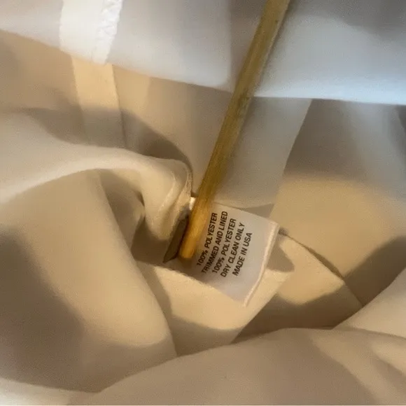 LELA ROSE Organza Striped Boat Neck Full Skirt Dress Pockets Size 14 White READ