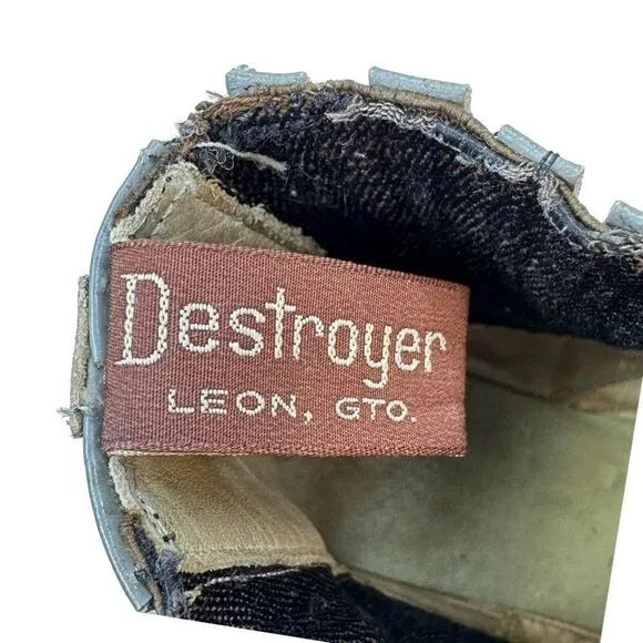 LEON, GTO Gray Destroyer Ankle Cowboy Boots Size 8.5