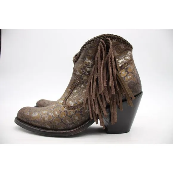 Liberty Black Chloe Chita Miel Boots Fringe Booties Women's Size 7 Cheetah
