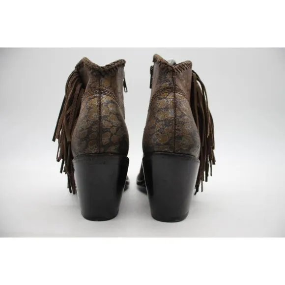 Liberty Black Chloe Chita Miel Boots Fringe Booties Women's Size 7 Cheetah