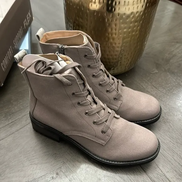 LIFESTRIDE KUNIS WOMENS CANVAS COMFORT INSOLE ANKLE BOOTS