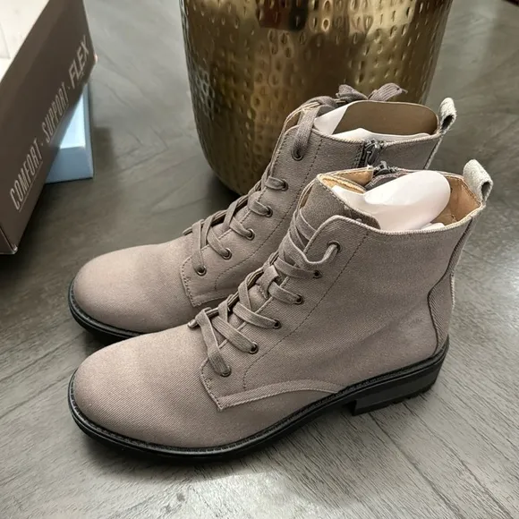 LIFESTRIDE KUNIS WOMENS CANVAS COMFORT INSOLE ANKLE BOOTS