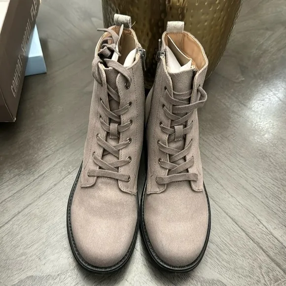 LIFESTRIDE KUNIS WOMENS CANVAS COMFORT INSOLE ANKLE BOOTS